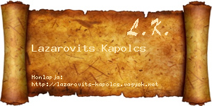 Lazarovits Kapolcs névjegykártya